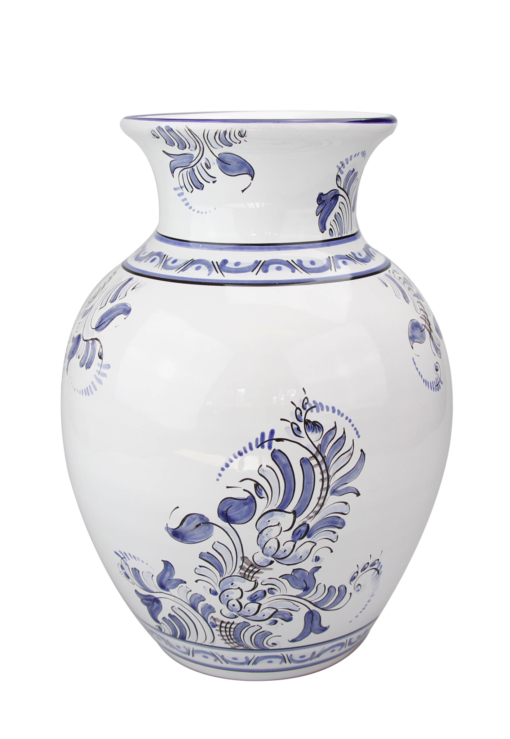 Petit Vase Faïence De Nevers Bernard – Décor Fleurs Bleues – H 9 Cm – Vintage